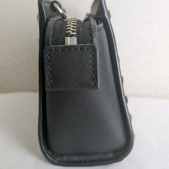 Michael Kors Small Saffiano Leather Studded Bag Black Silver NO CROSSBODY STRAP - Picture 4 of 12